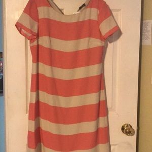 Coral/ tan shirt dress